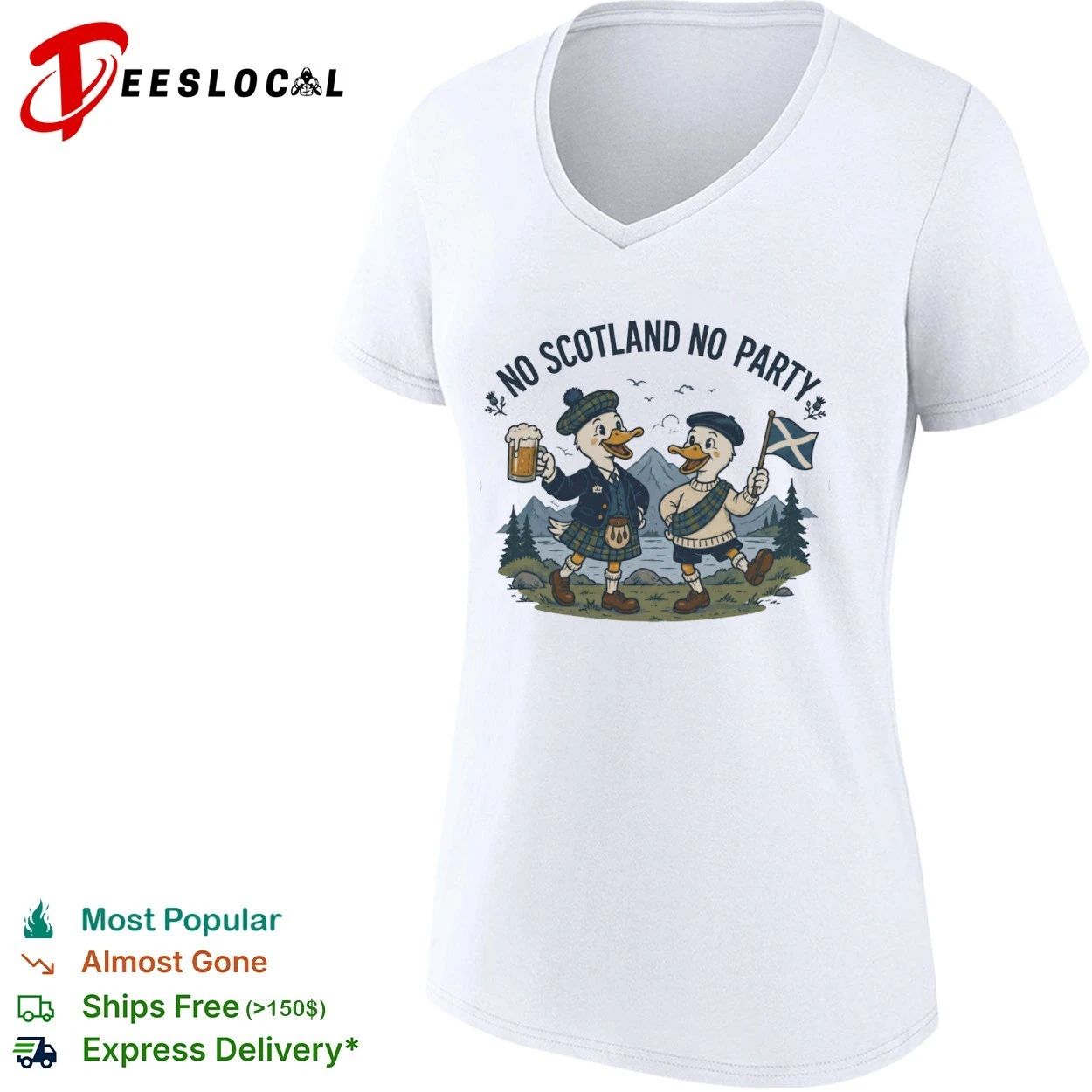 No Scotland No Party Funny Duck Scottish Pride T-shirt