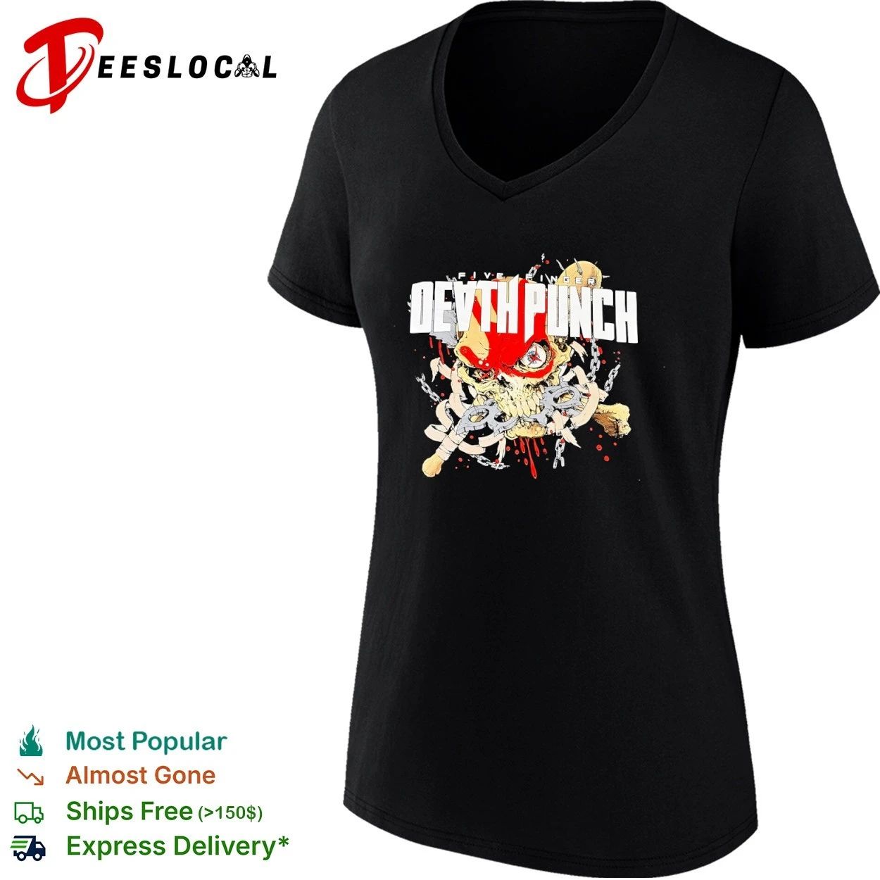 Five Finger Death Punch Skull with Brass Knuckles T-shirt