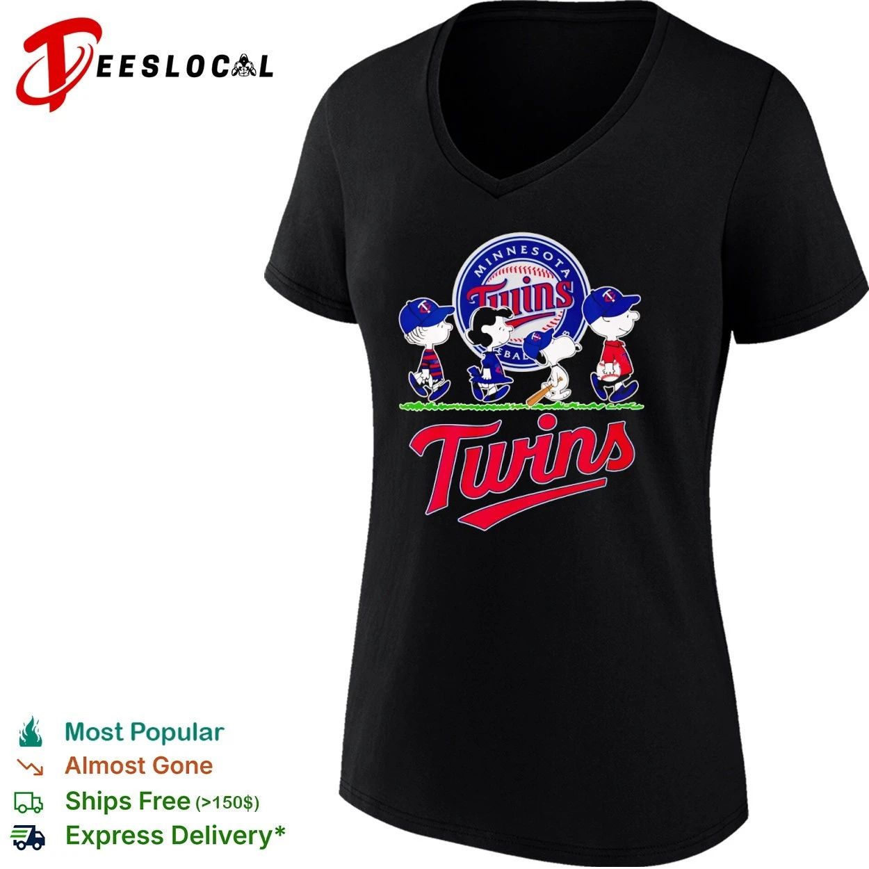 Peanuts Characters Minnesota Twins Baseball T-shirt