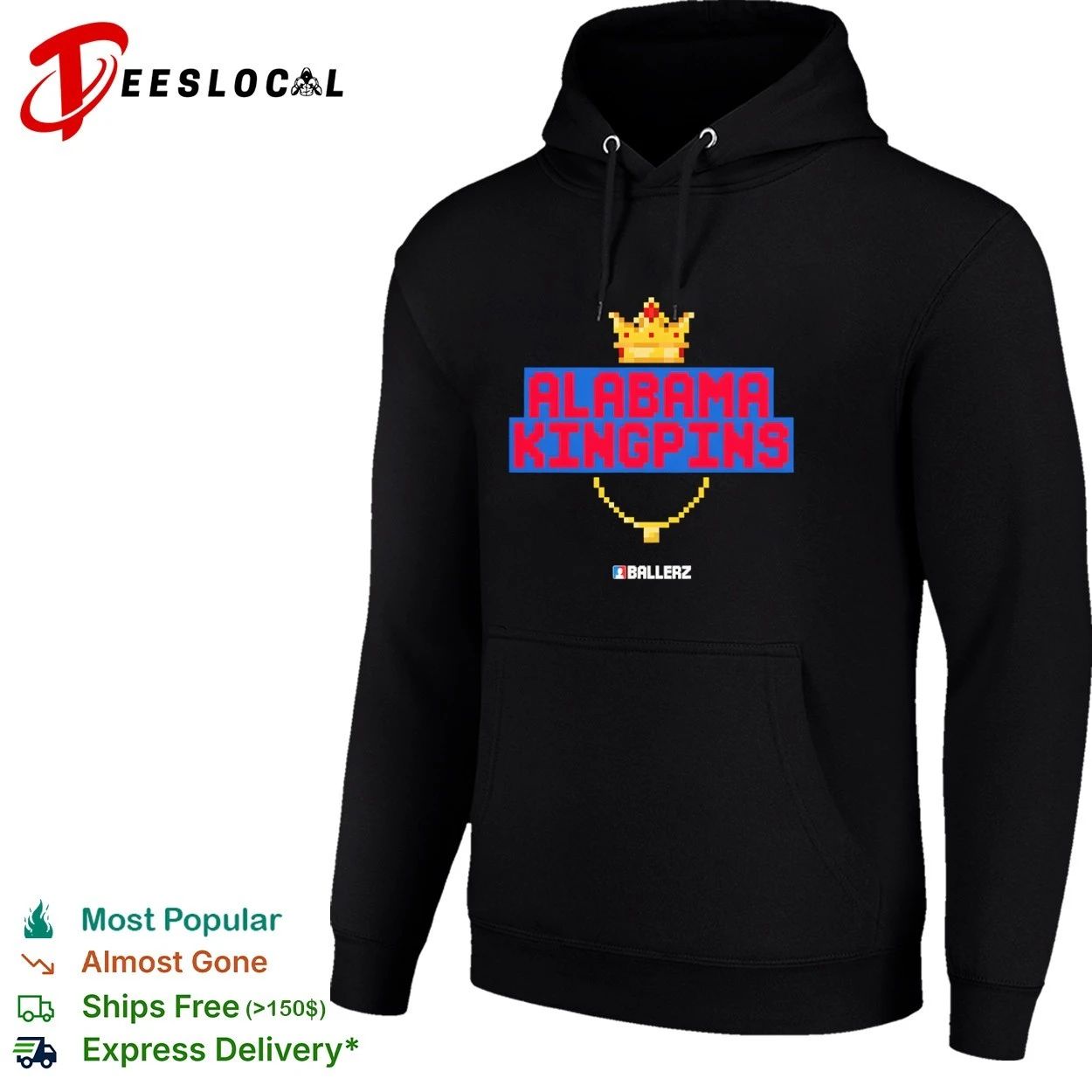 Alabama Kingpins Ballerz Pixel Art Crown T-shirt
