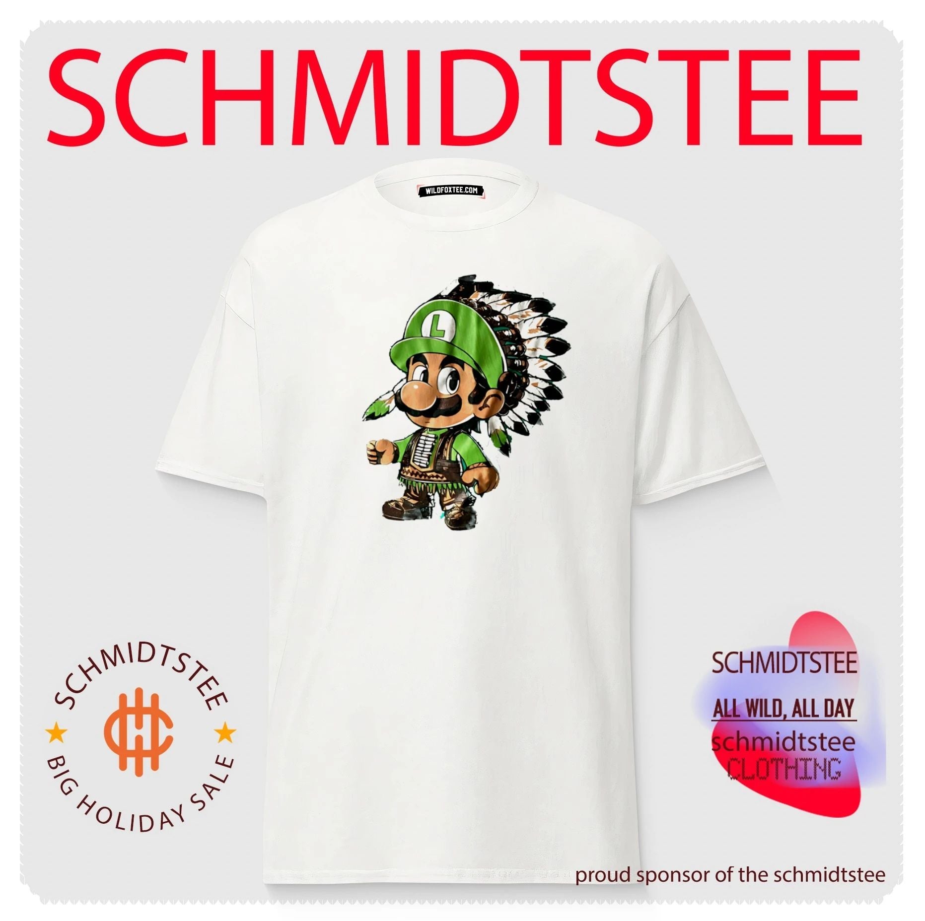 Luigi Native American Headdress Cartoon shirt