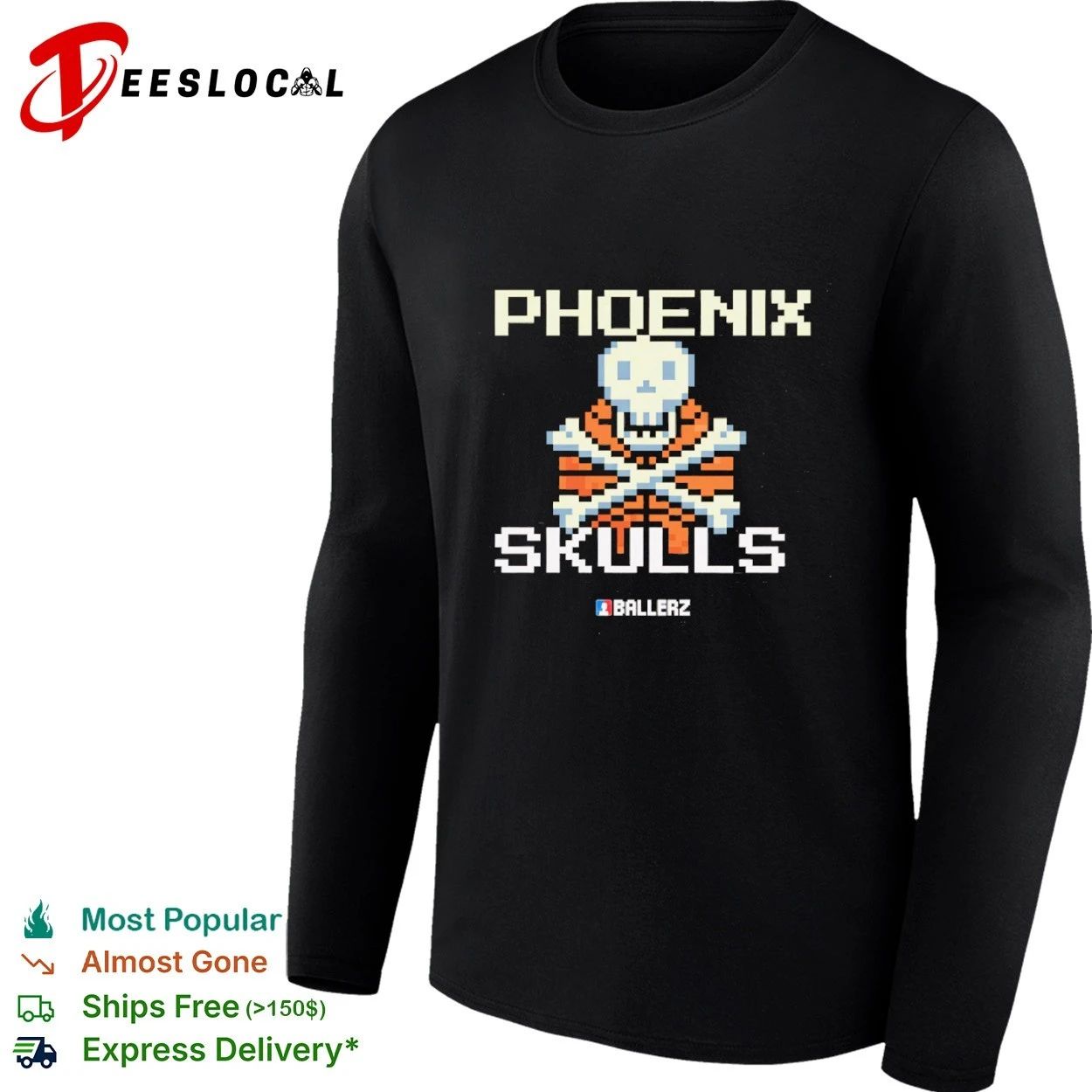 Phoenix Skulls Ballerz Basketball Pixel Art T-shirt