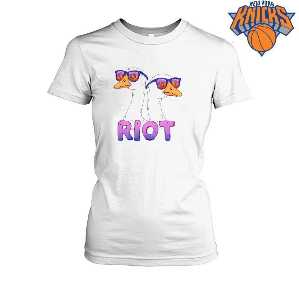 Riot Flaming Sunglasses Cool Geese Retro Cartoon Aesthetic shirt