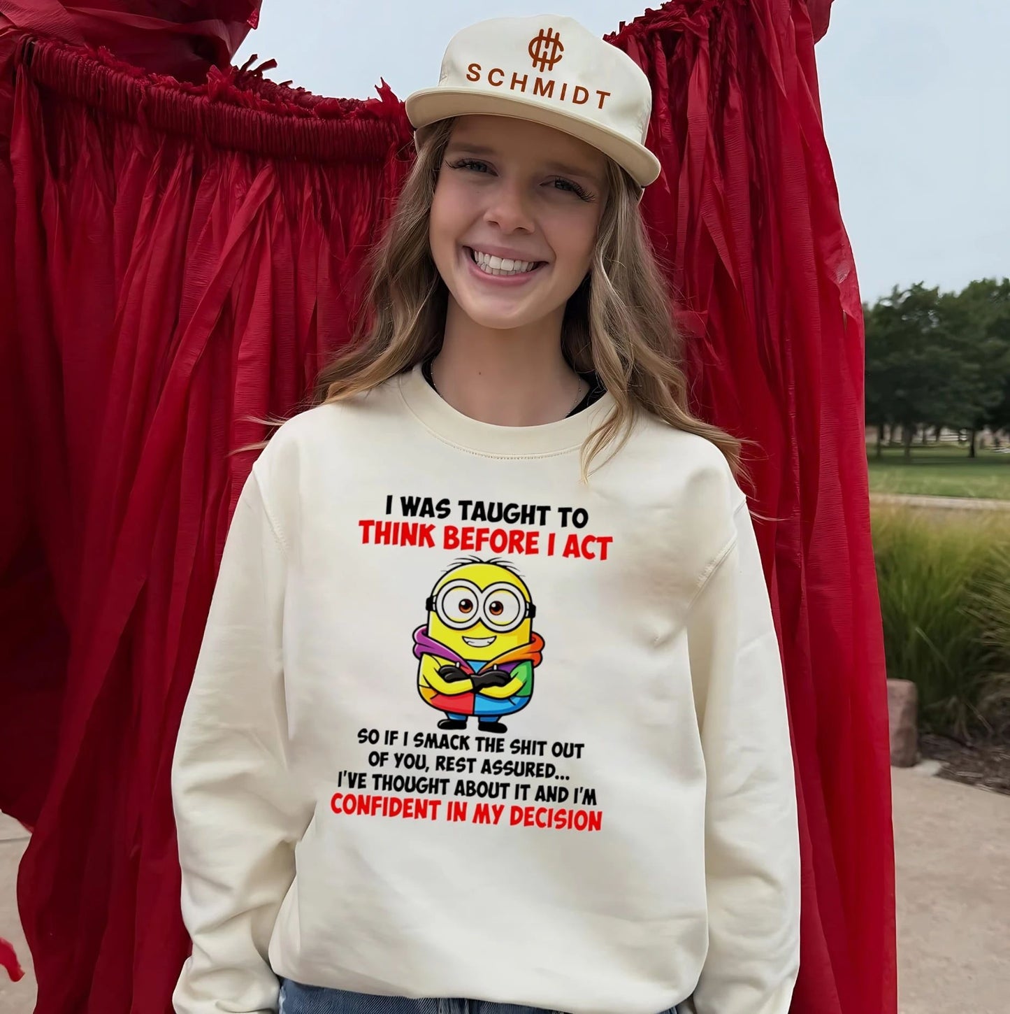 I Was Taught to Think Before I Act Minion Quote shirt