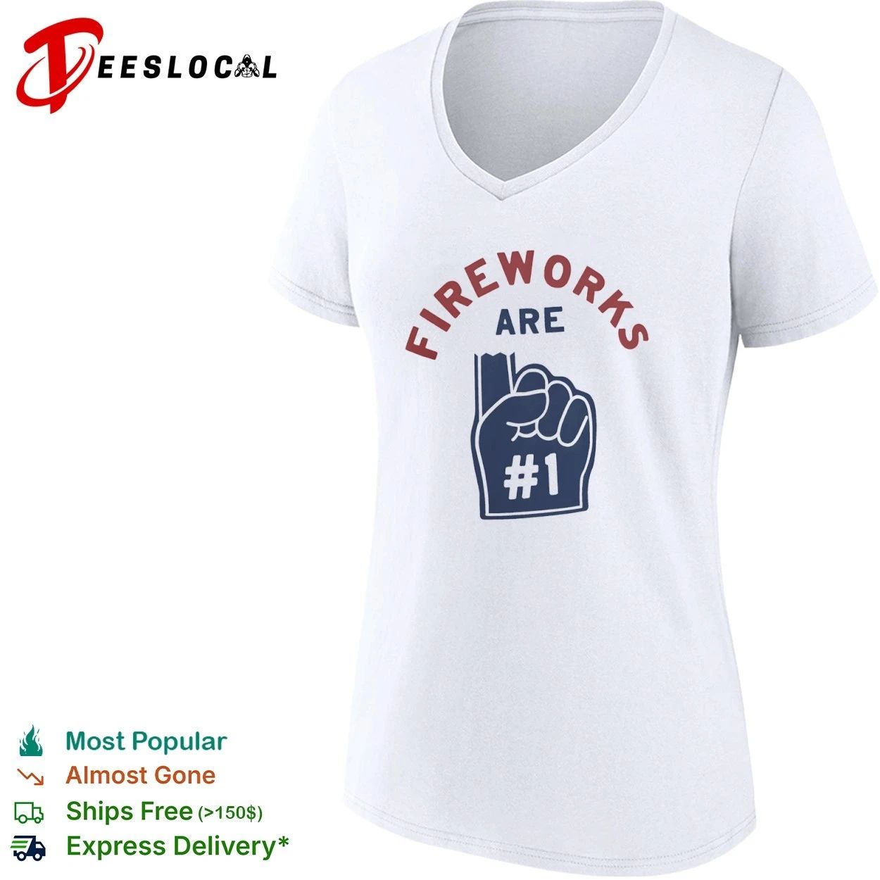 Fireworks Are Number 1 Blown Up Foam Finger 4th of July T-shirt