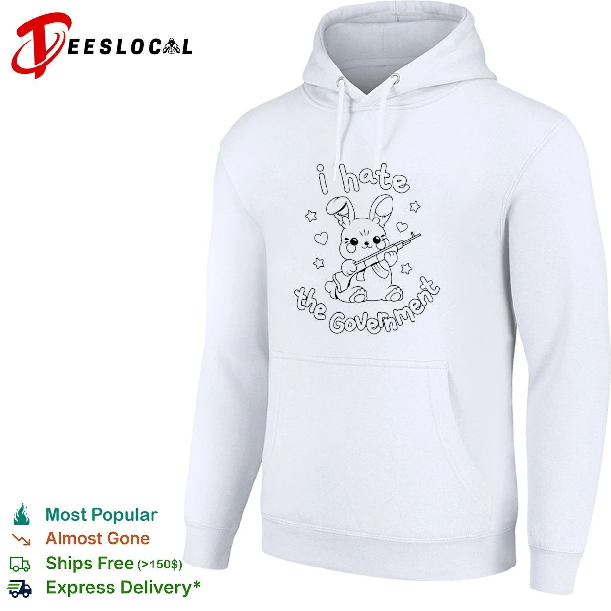 I Hate the Government Bunny with Gun anarchist aesthetic T-shirt