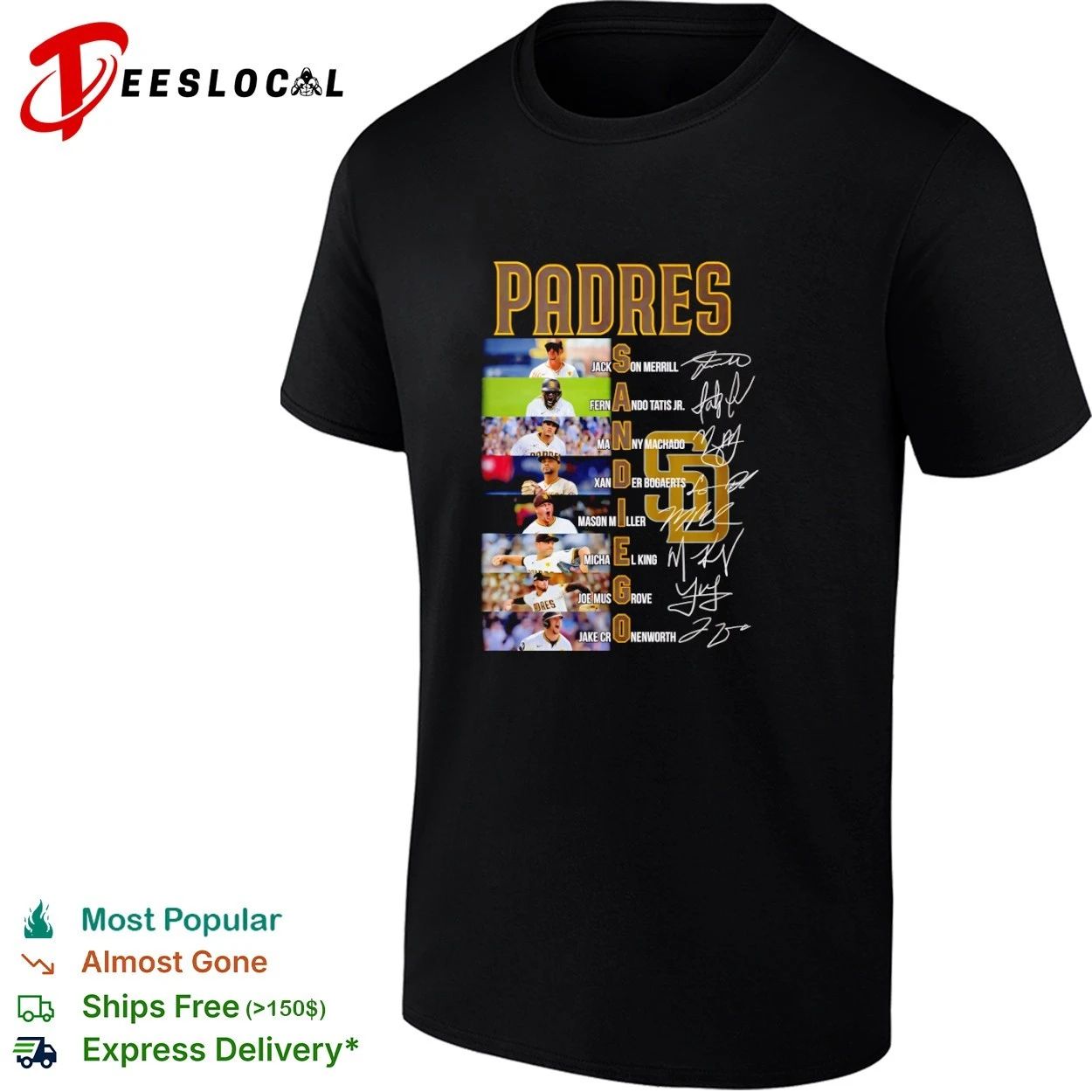 San Diego Padres Players Signatures Roster T-shirt