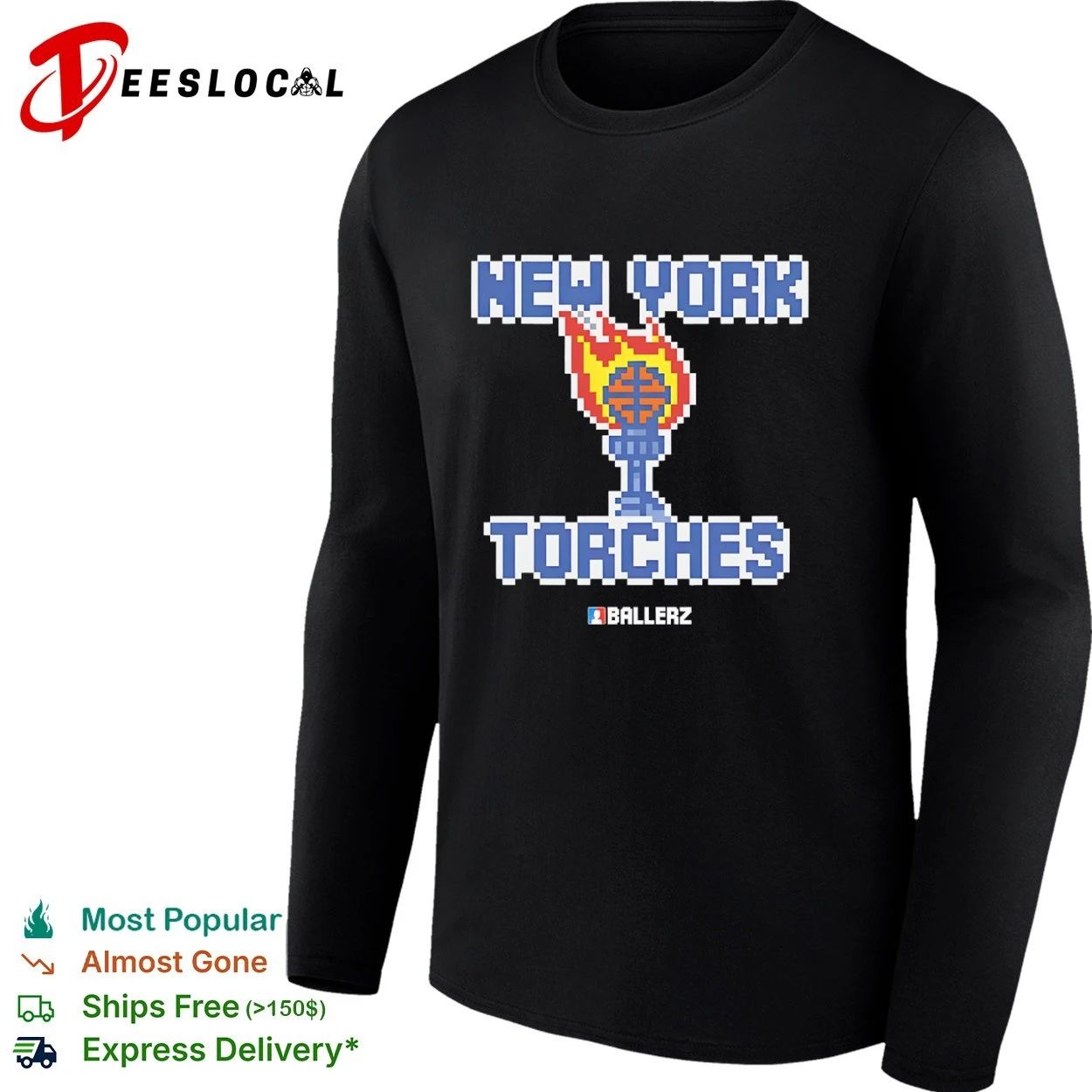 Ballerz New York Torches basketball pixel art T-shirt