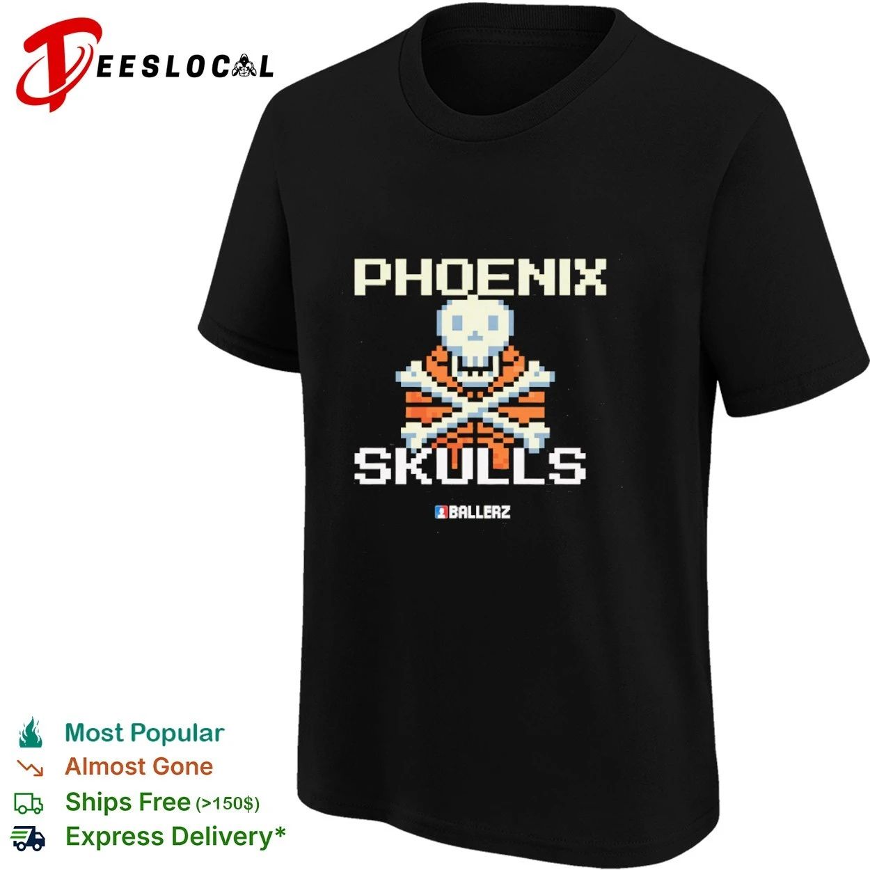Phoenix Skulls Ballerz Basketball Pixel Art T-shirt