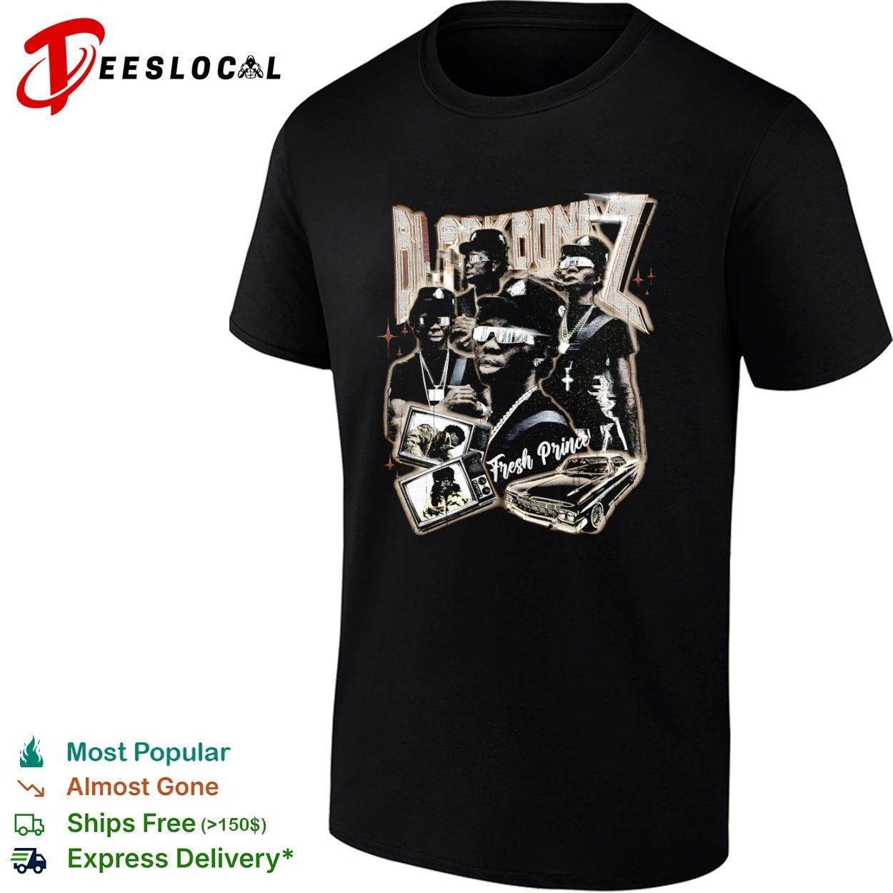 Black Bonez Fresh Prince hip hop rap streetwear T-shirt