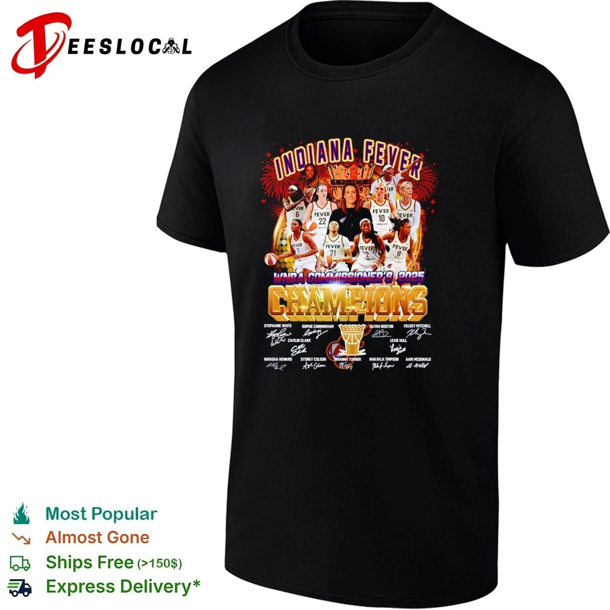 Indiana Fever WNBA Commissioner’s 2025 Champions T-shirt