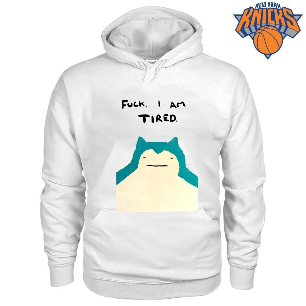 Fuck I Am Tired Snorlax Bootleg Painting Funny Meme Relatable Quirky Shirt