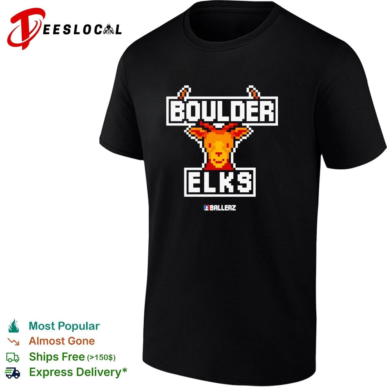 Boulder Elks Ballerz pixel art sports team T-shirt