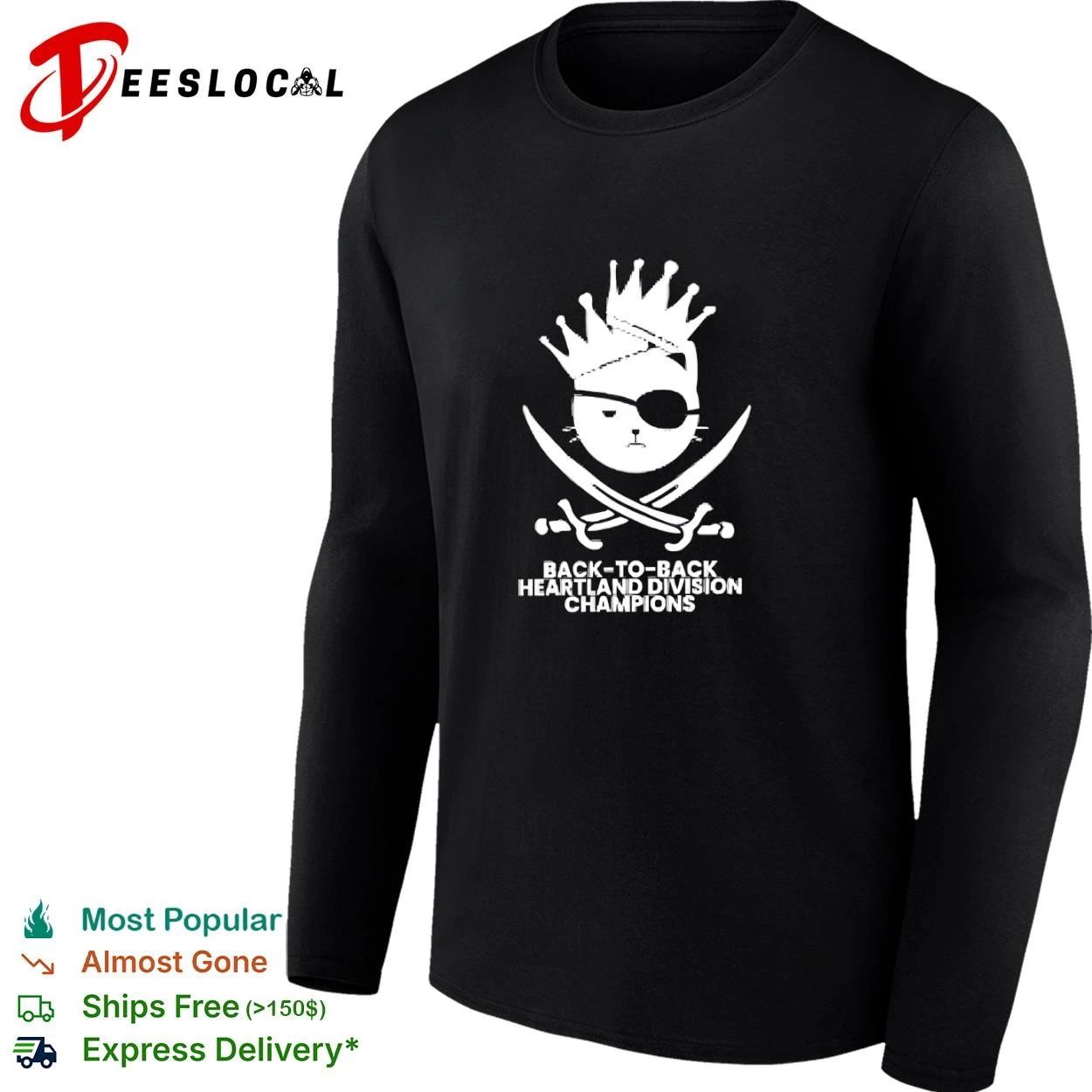 Back-to-Back Heartland Division Champions Cat Pirate T-shirt