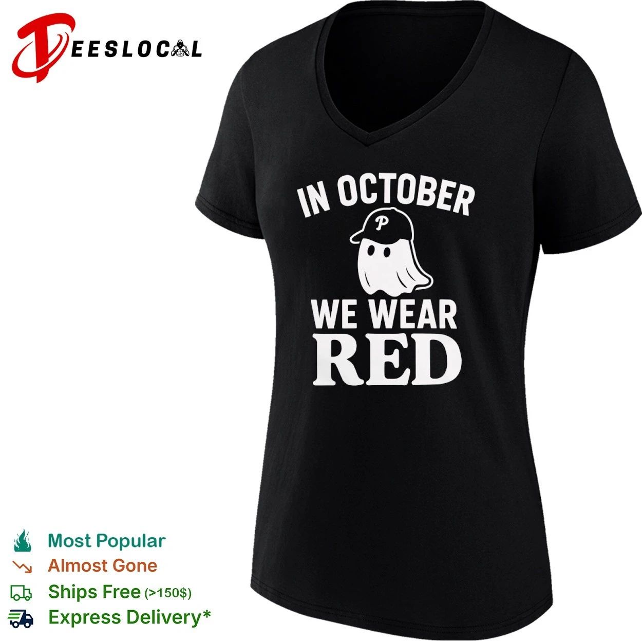 In October We Wear Red Ghost Phillies T-shirt
