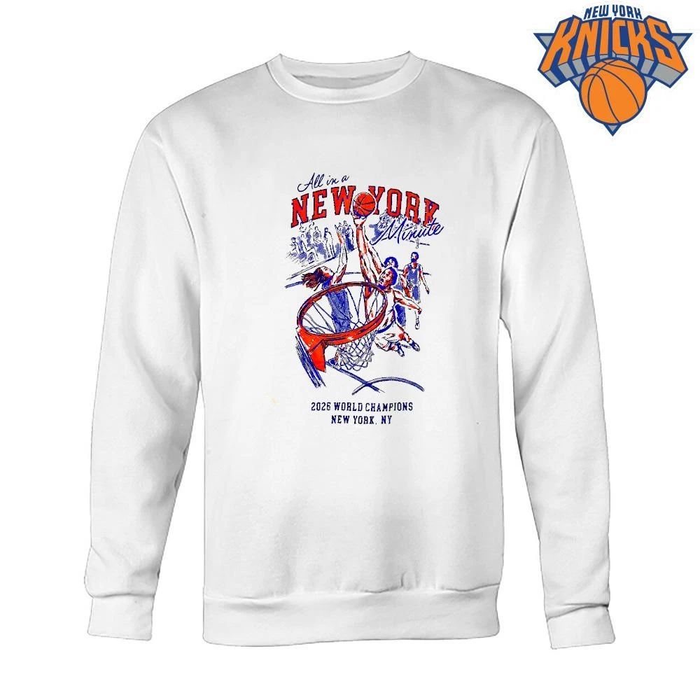 All In A New York Minute 2026 World Champions Basketball Sketch Shirt
