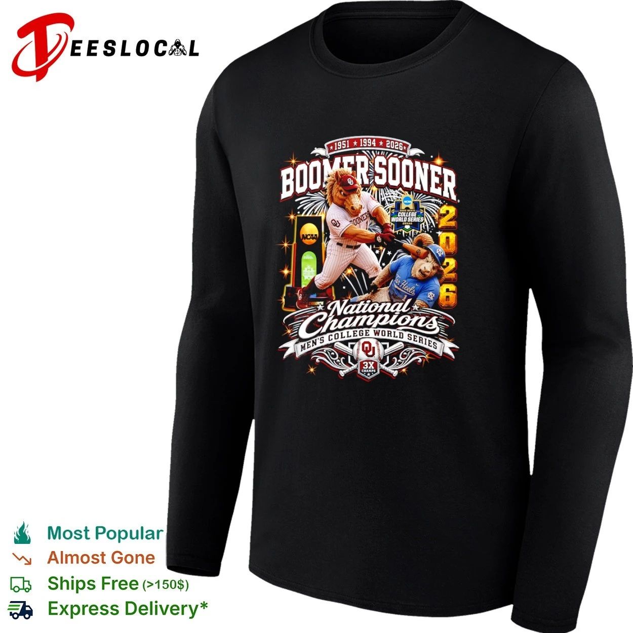Boomer Sooner 1951 1994 2026 National Champions Men’s College World Series T-shirt