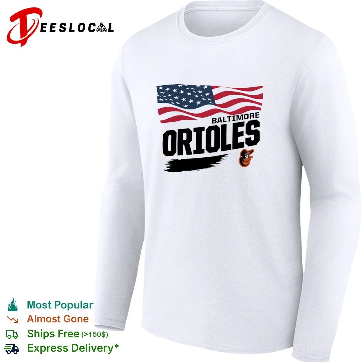 Baltimore Orioles Waving Flag Baltimore Orioles T-shirt