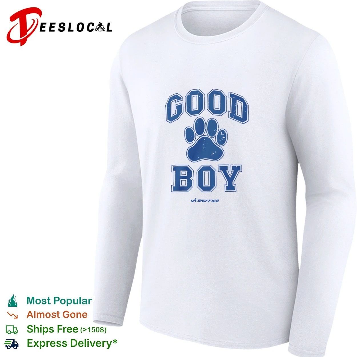 Good Boy Sniffies Paw Print dog lover T-shirt