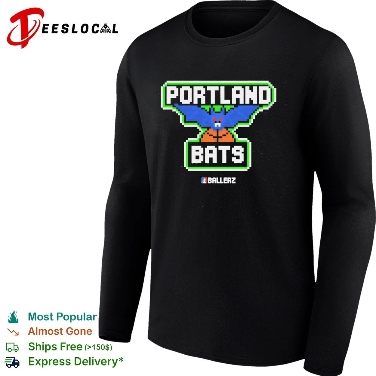 Portland Bats Ballerz Basketball Pixel Art T-shirt