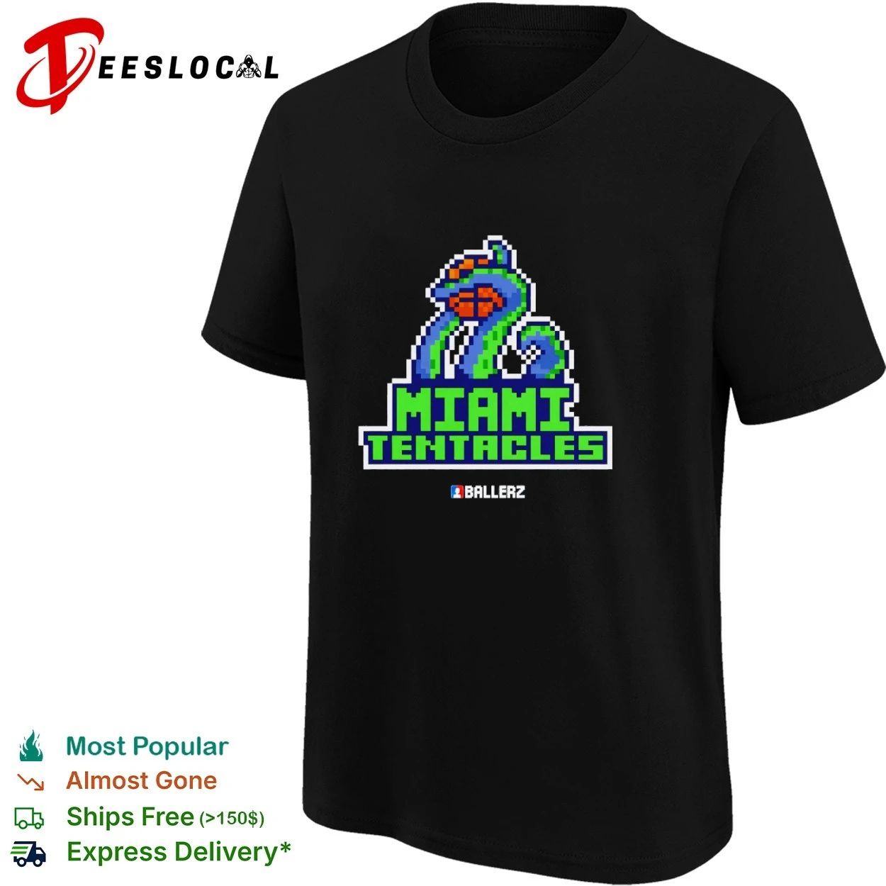 Miami Tentacles Ballerz basketball pixel art T-shirt