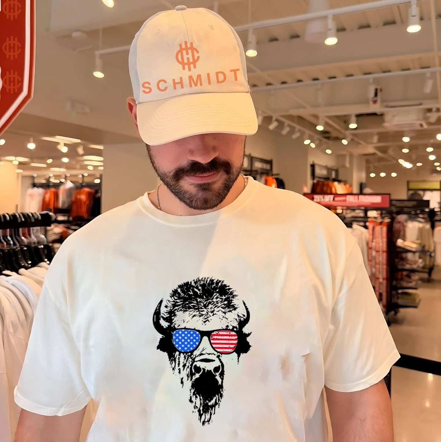 Patriotic Buffalo USA Flag American Red White Blue Sunglasses shirt