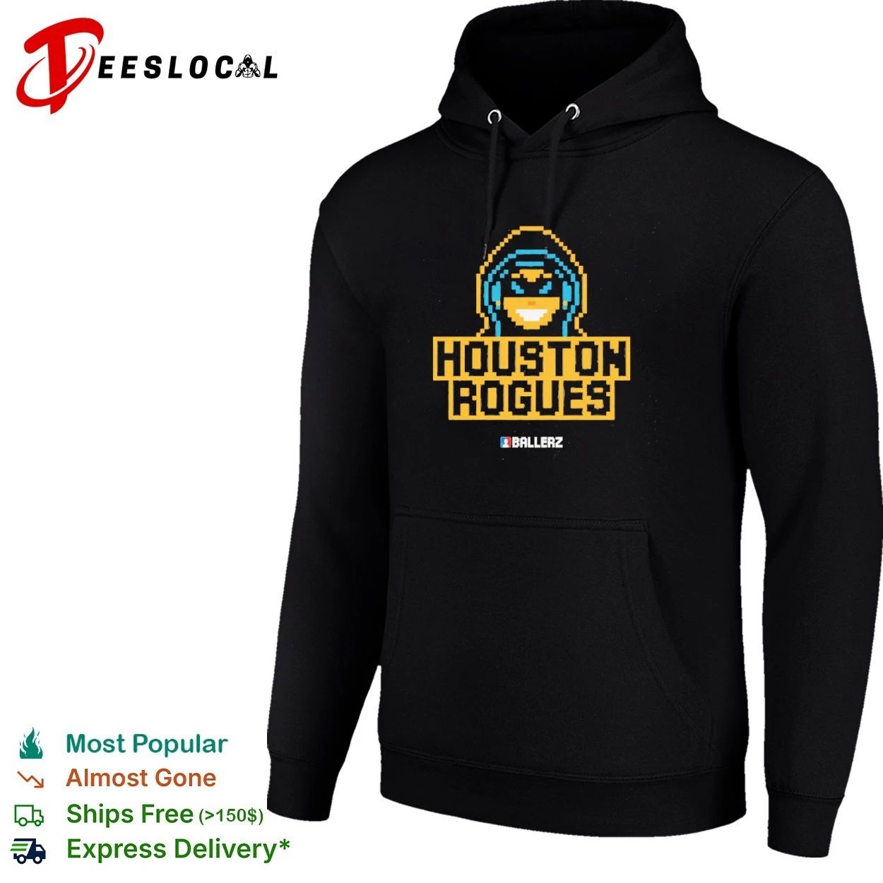 Houston Rogues Ballerz Pixel Art Gaming T-shirt