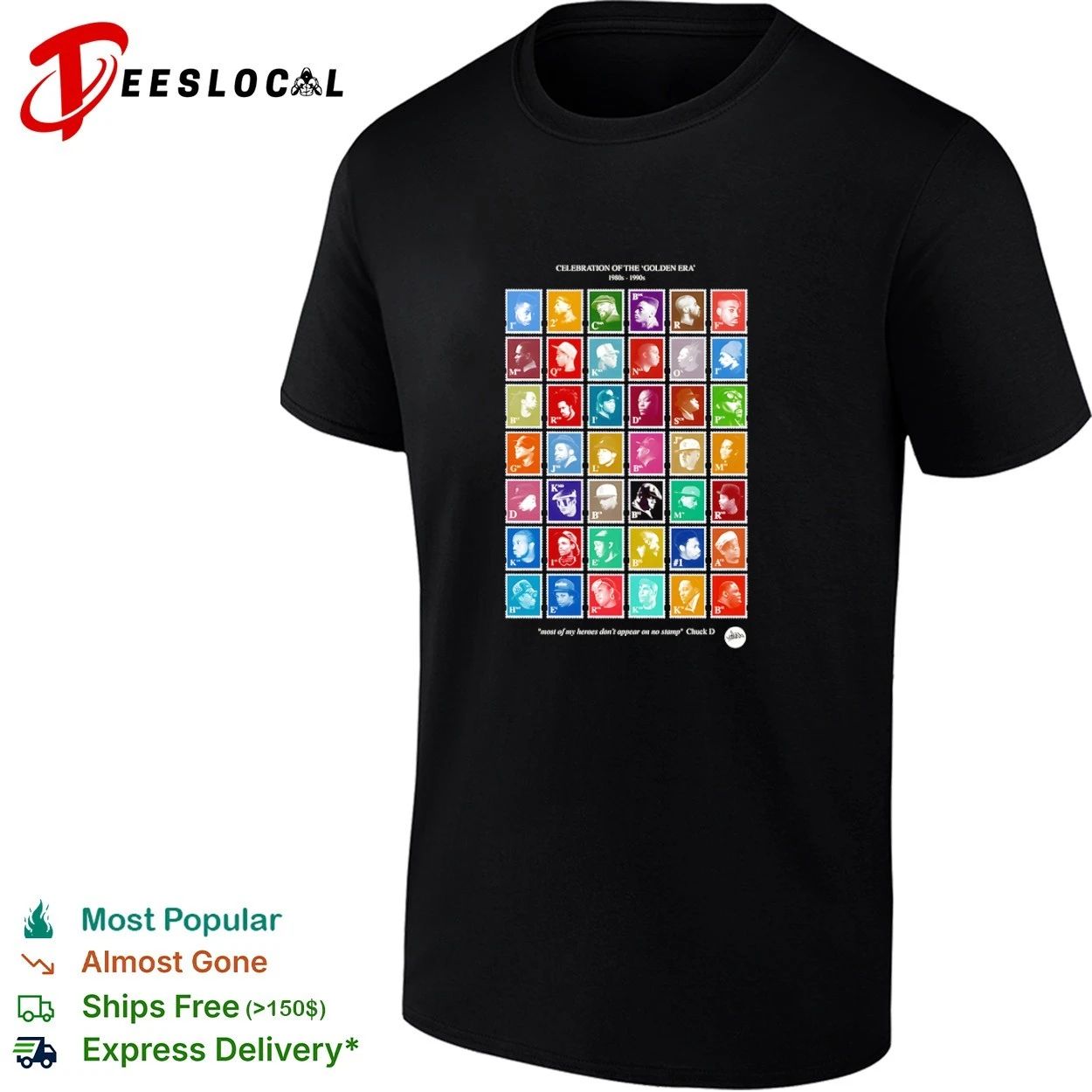 Celebration of the Golden Era 1980s 1990s Hip Hop Stamp Collection T-shirt