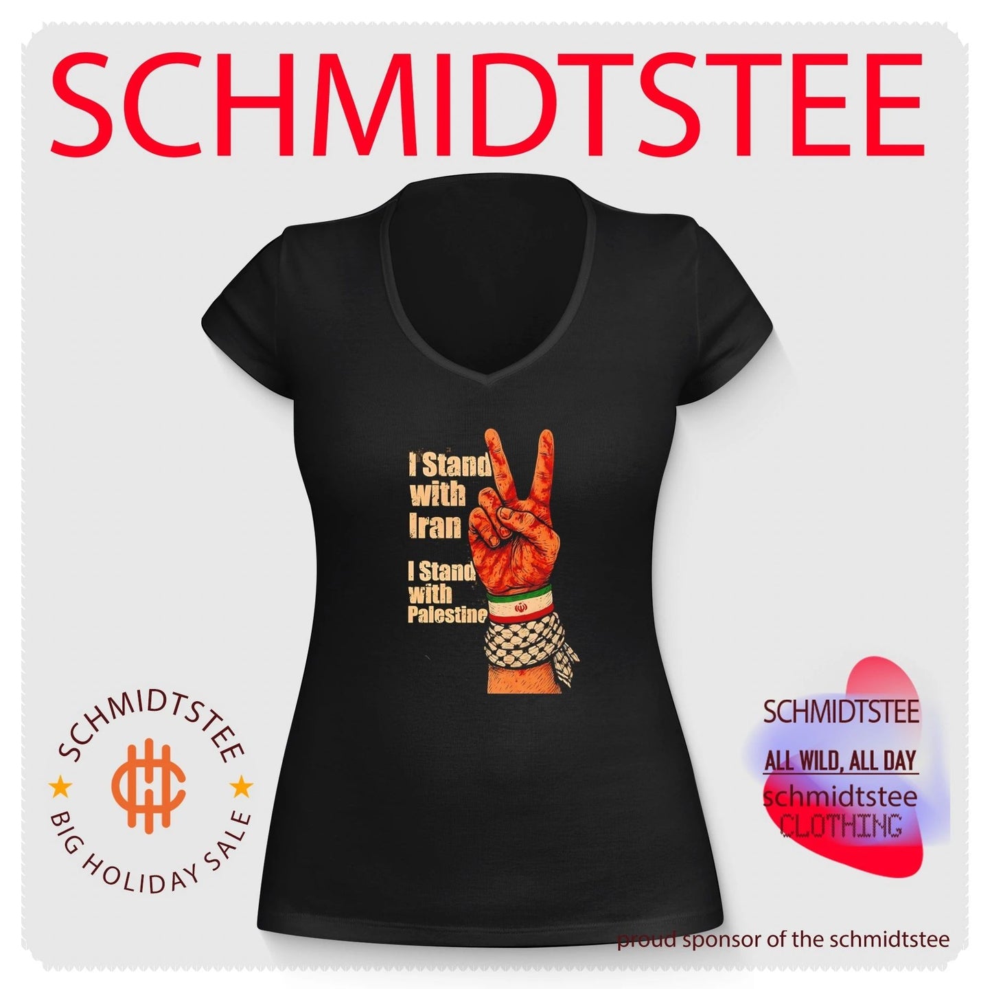 I stand with Iran I stand with Palestine hand gesture shirt