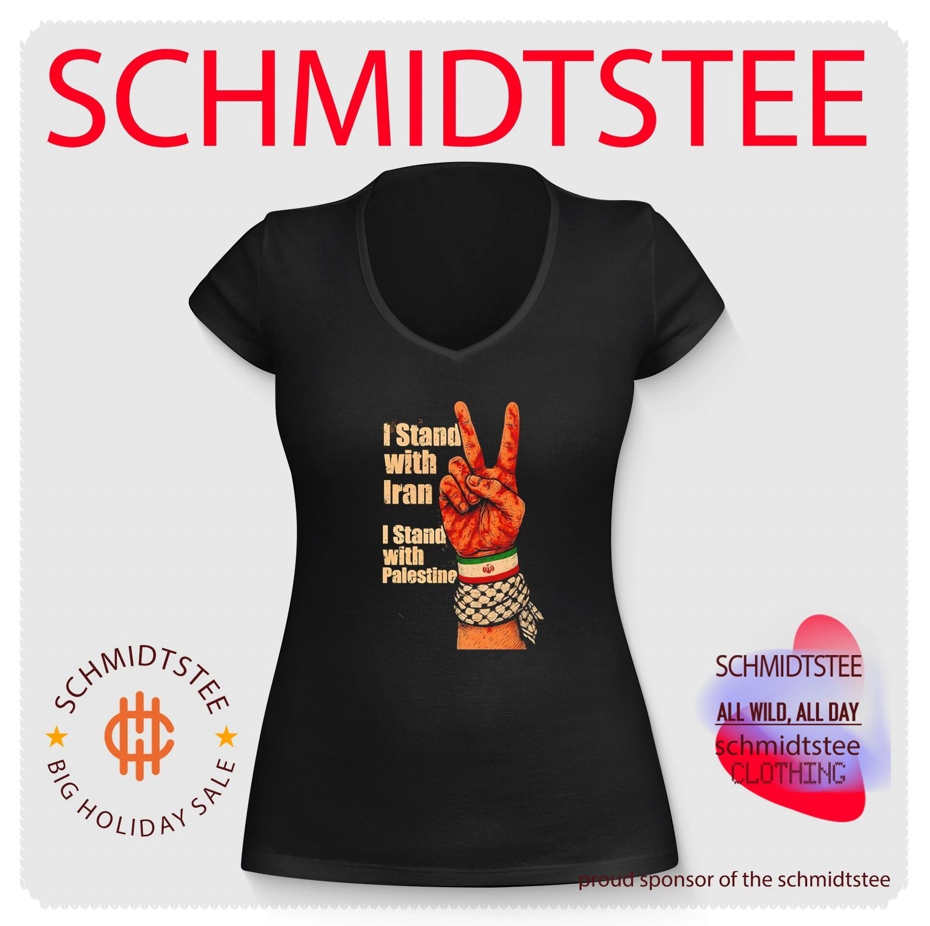 I stand with Iran I stand with Palestine hand gesture shirt
