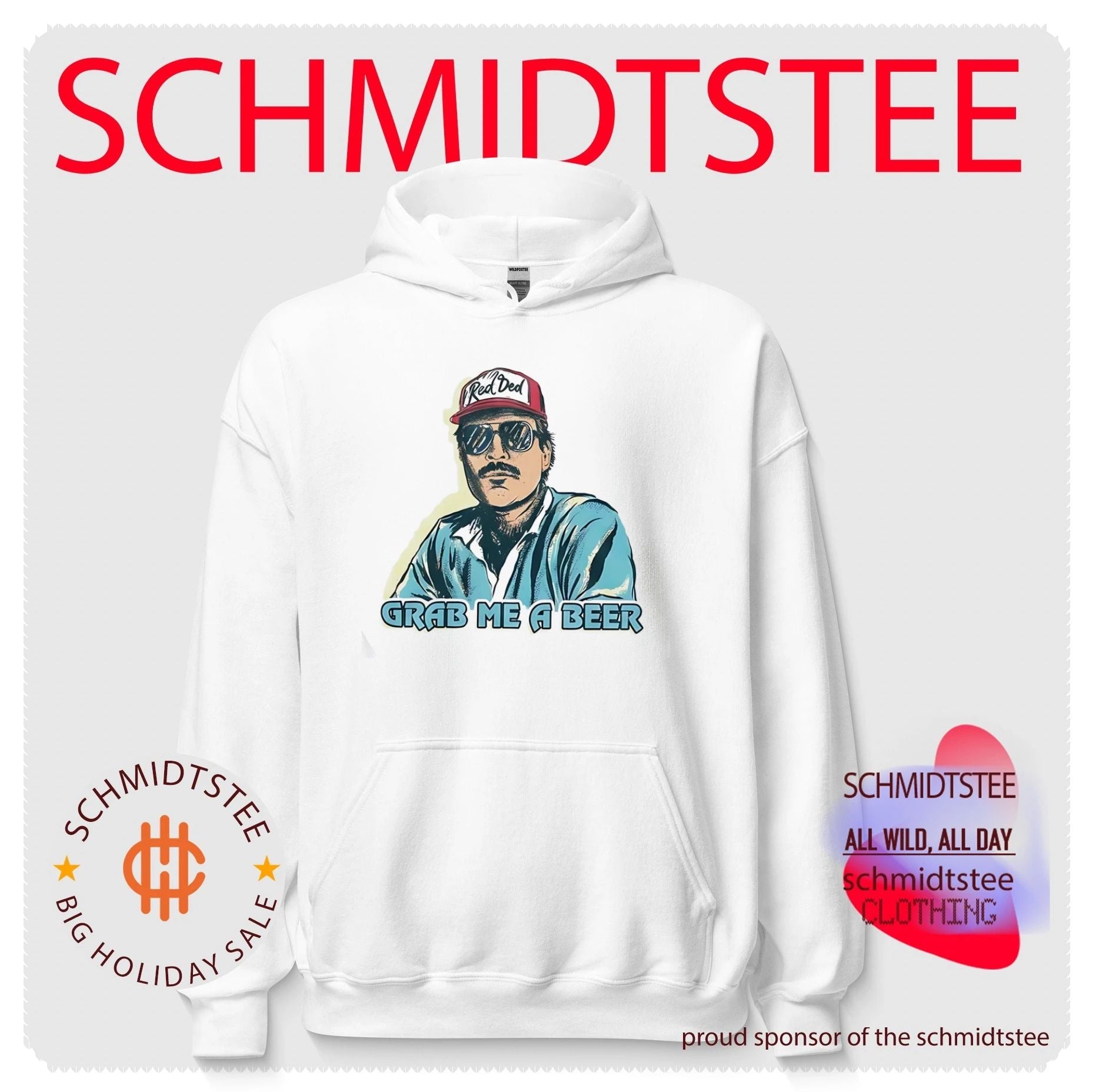 Grab Me a Beer Red Ded mustache man retro style shirt