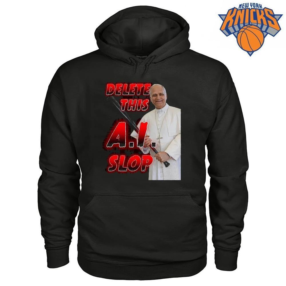 Delete This AI Slop Pope Holding Baseball Bat Funny Meme Shirt