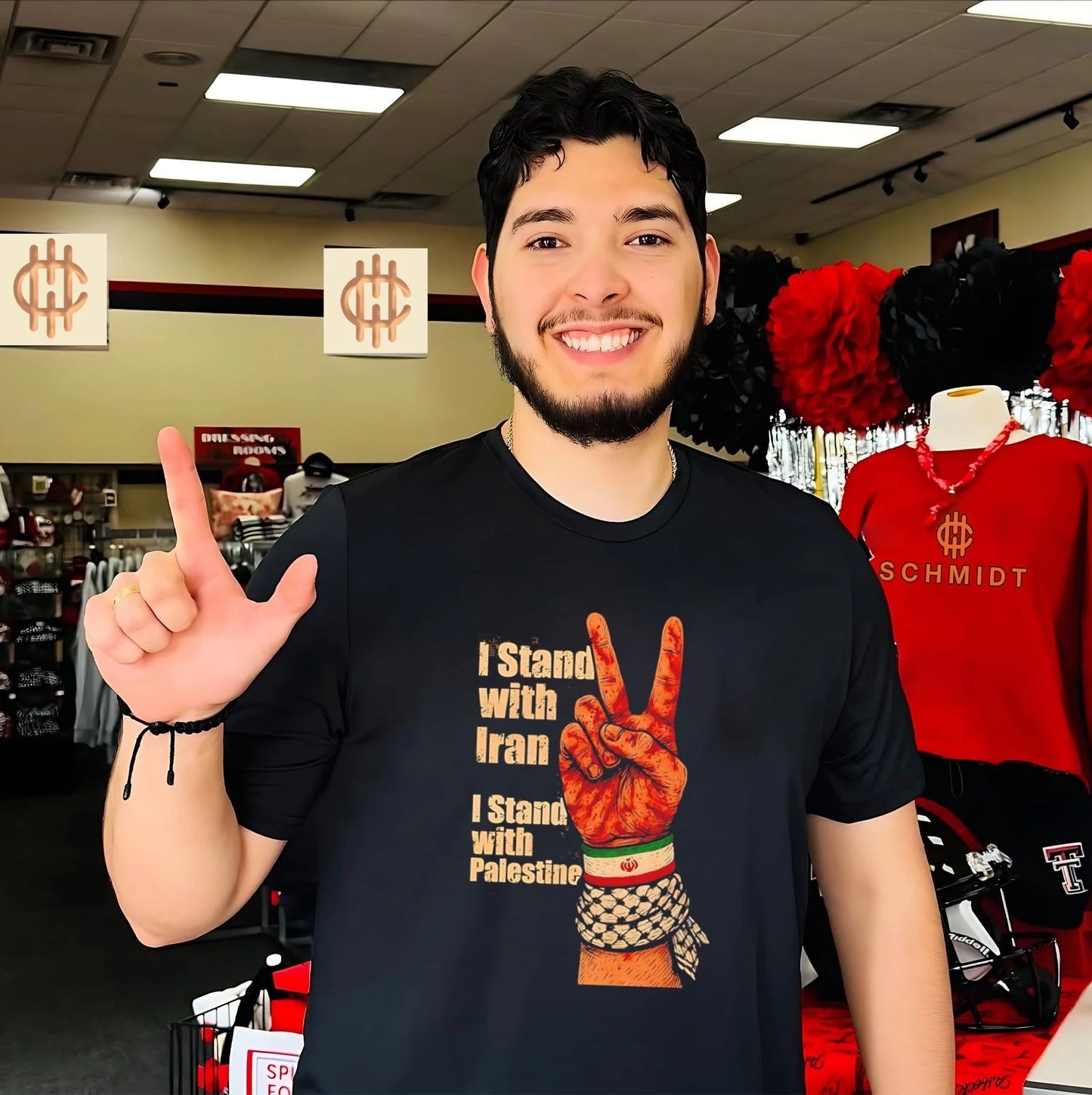 I stand with Iran I stand with Palestine hand gesture shirt