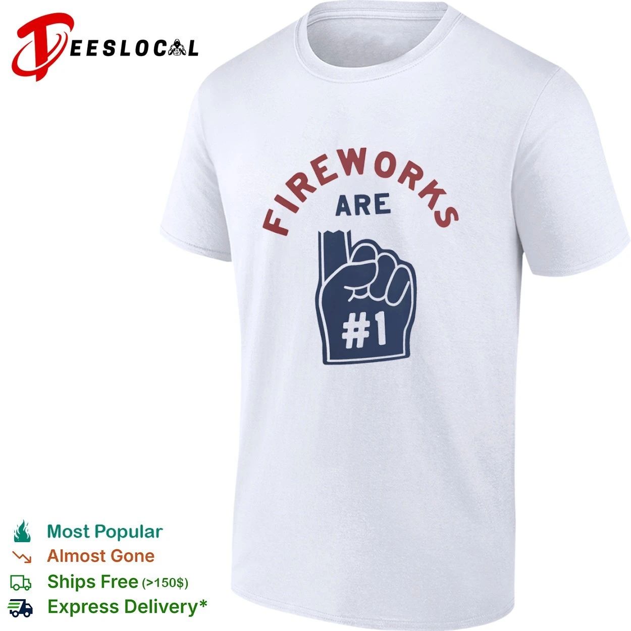Fireworks Are Number 1 Blown Up Foam Finger 4th of July T-shirt