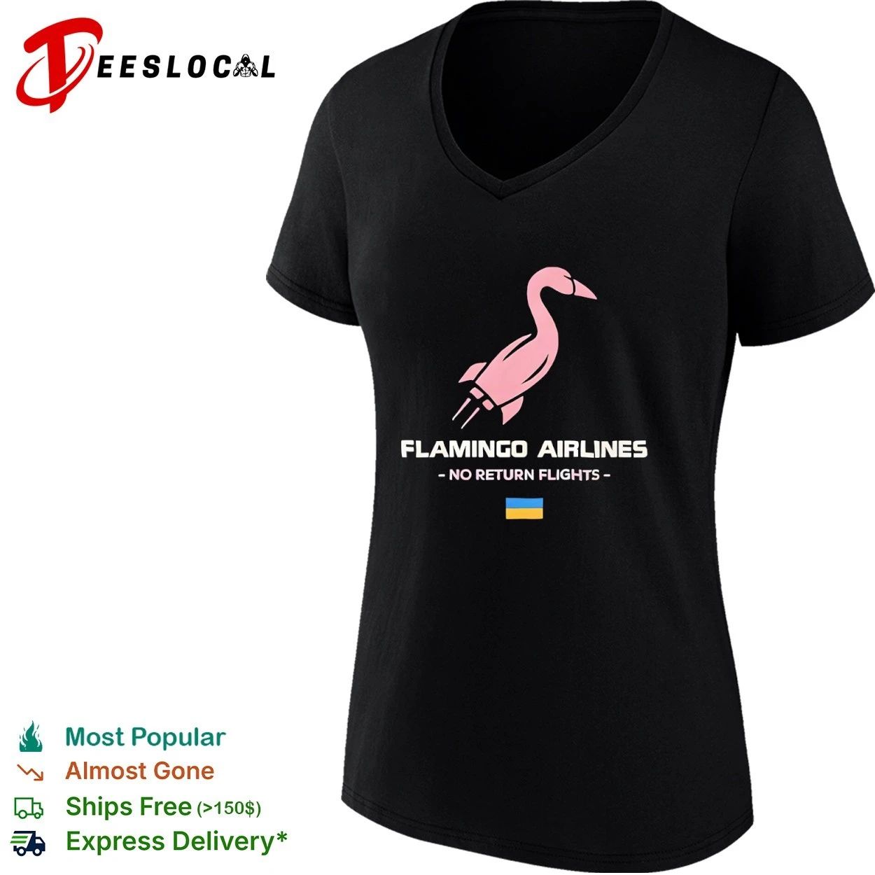 Flamingo Airlines No Return Flights Ukraine Flag T-shirt