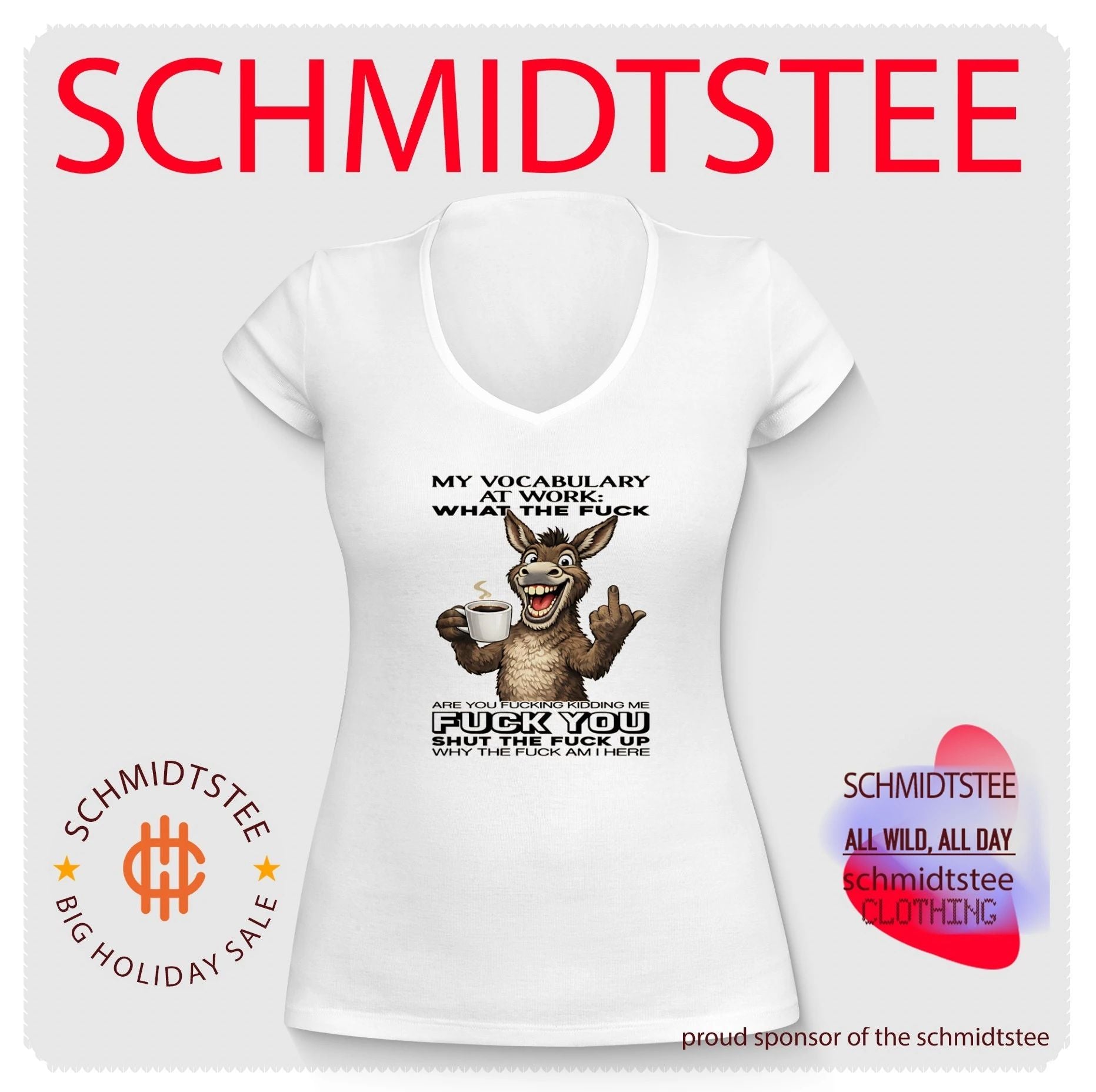 My Vocabulary at Work – Funny Donkey Coffee and Middle Finger shirt
