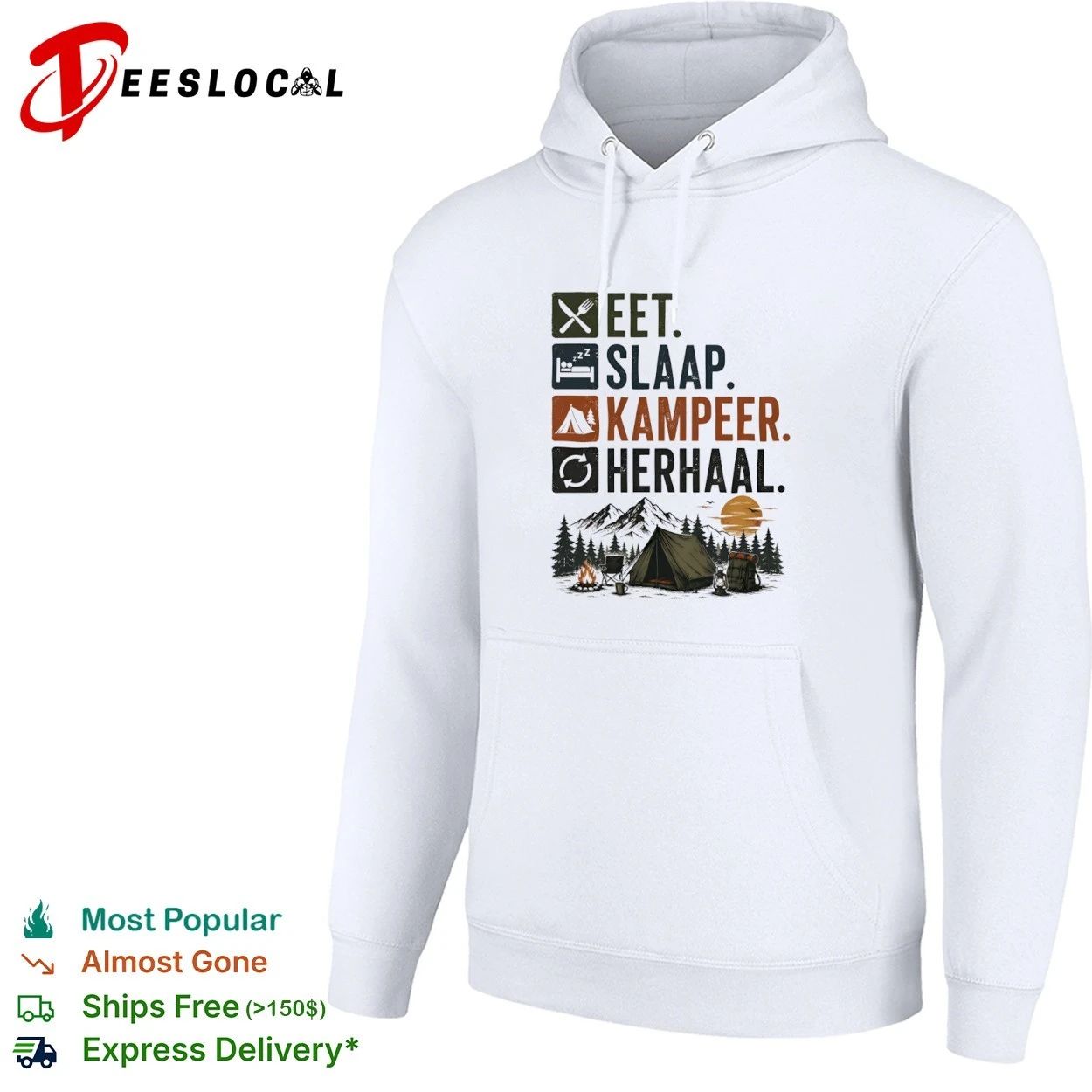 Eet Slaap Kampeer Herhaal Camping kamperen T-shirt
