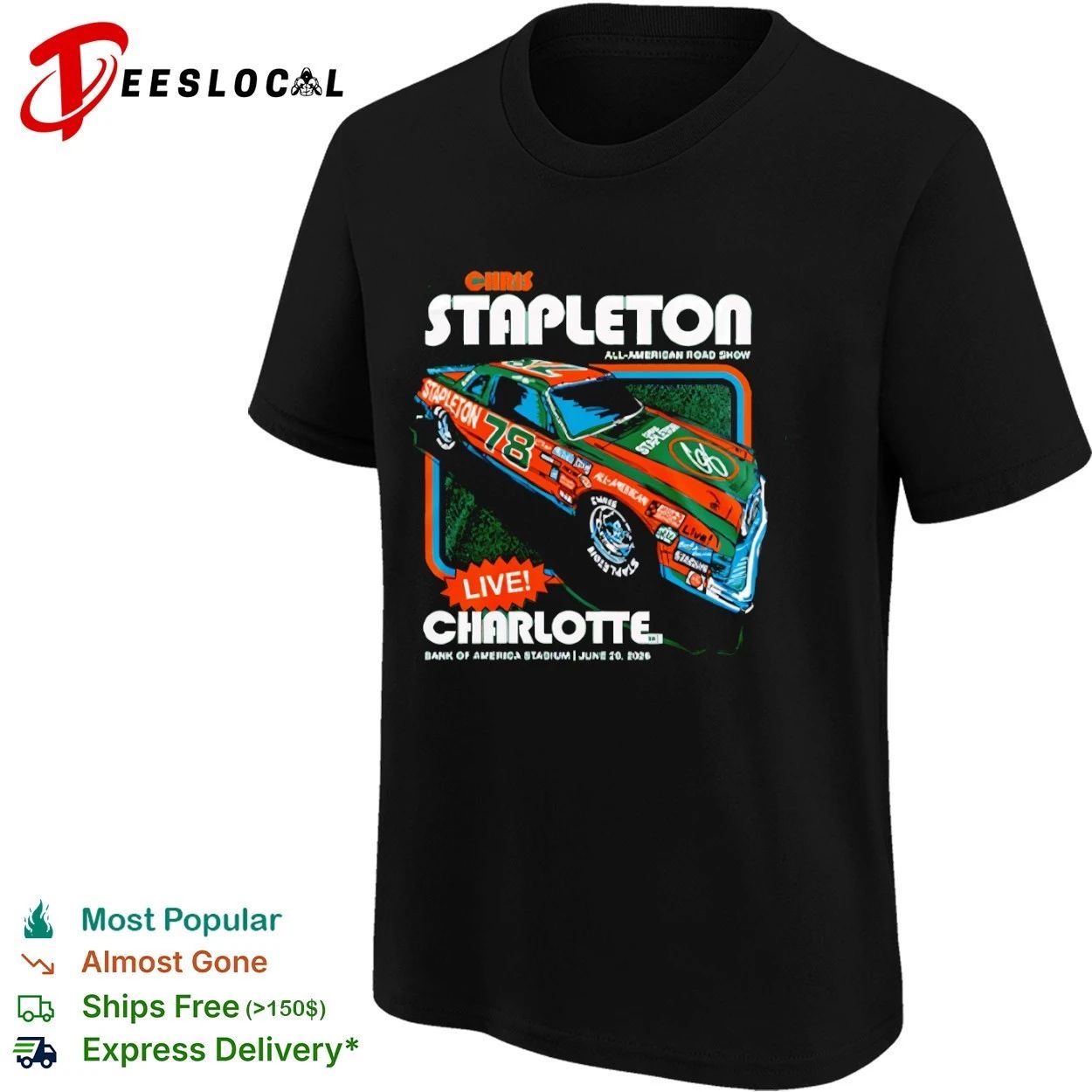 Chris Stapleton All-American Road Show Live Charlotte Bank of America Stadium T-shirt