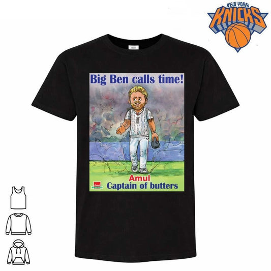 Amul Captain of Butters Big Ben Calls Time Cricket Sports Meme Shirt