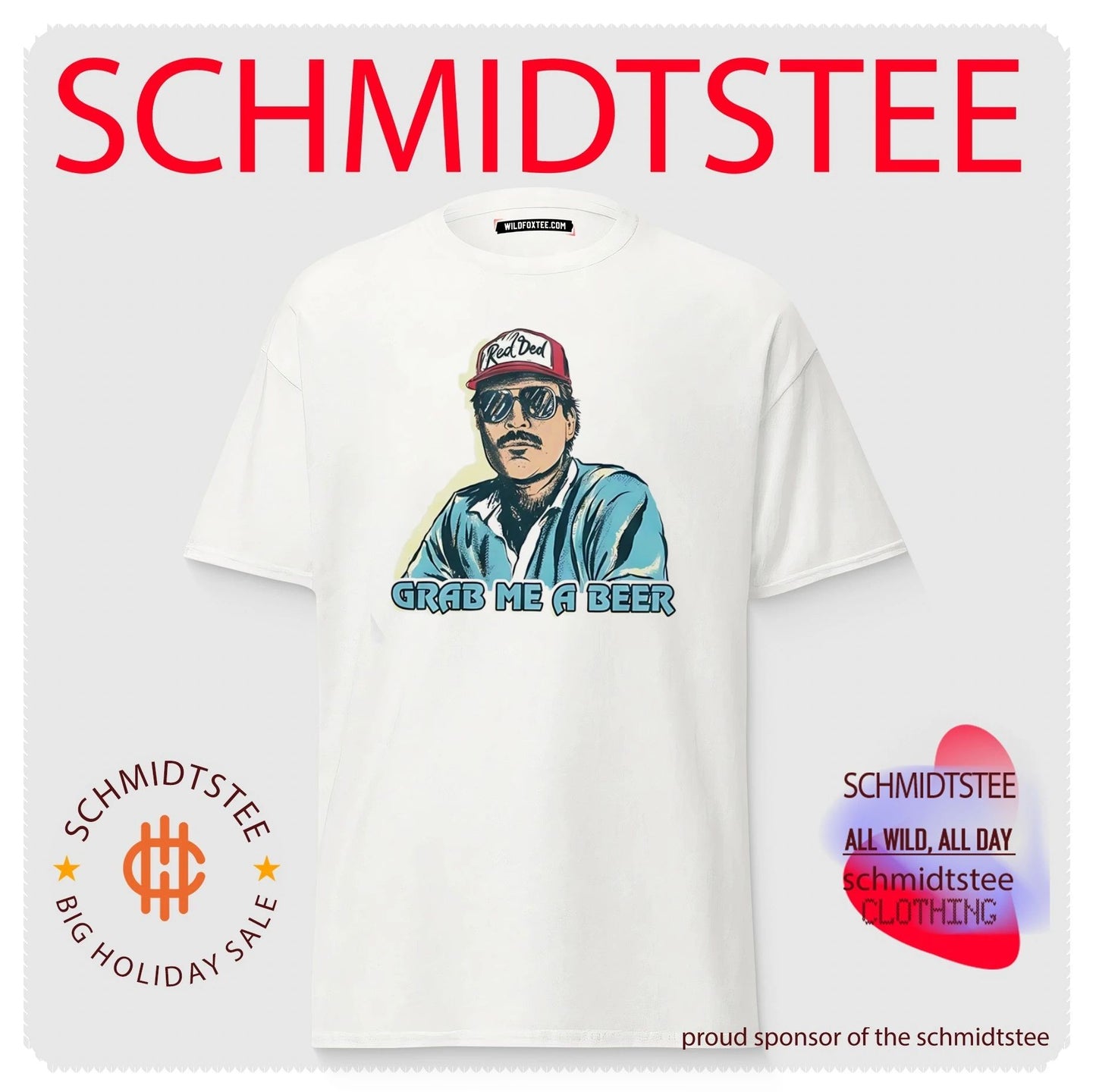 Grab Me a Beer Red Ded mustache man retro style shirt