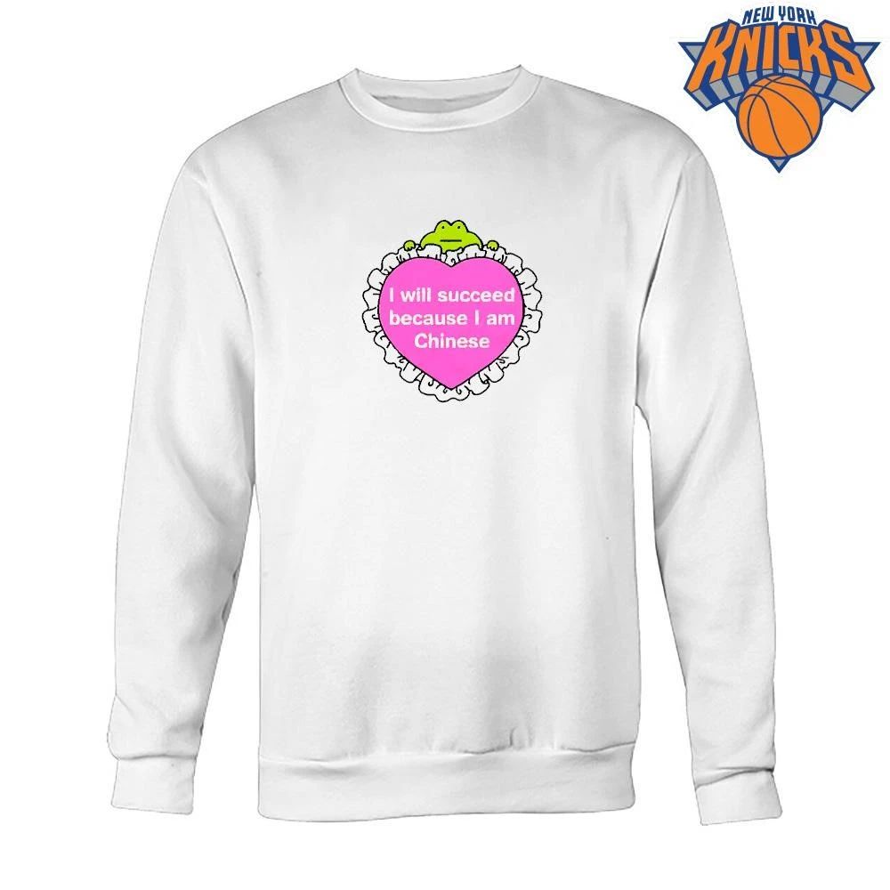 I Will Succeed Because I Am Chinese Cute Pink Heart Frog Shirt