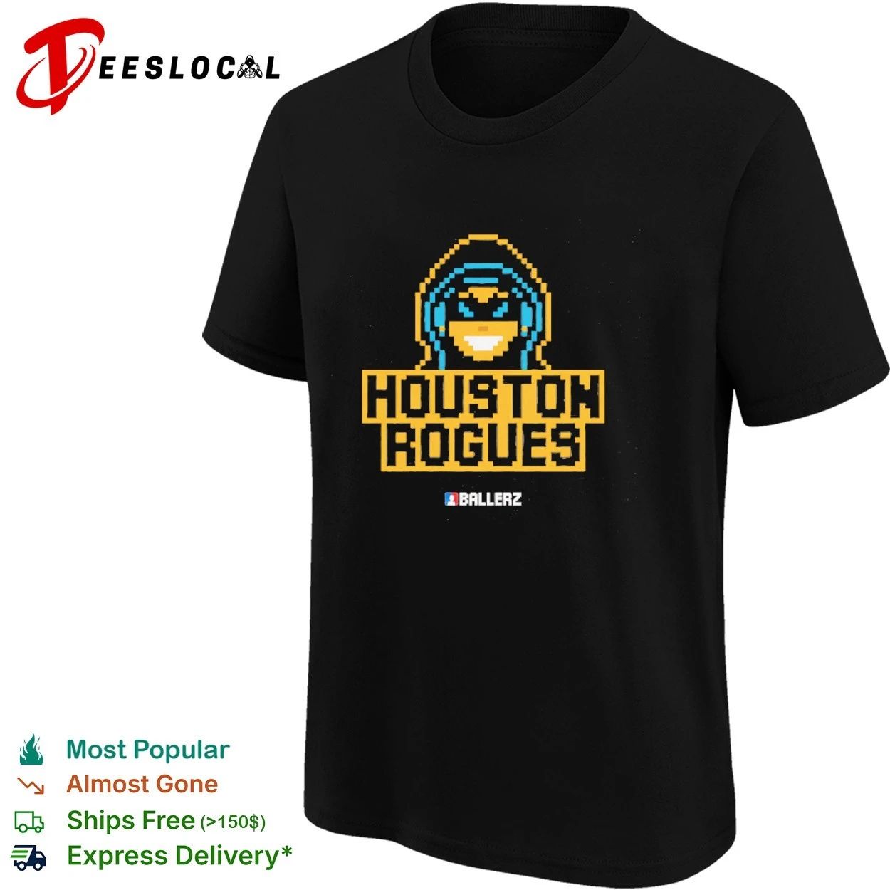 Houston Rogues Ballerz Pixel Art Gaming T-shirt