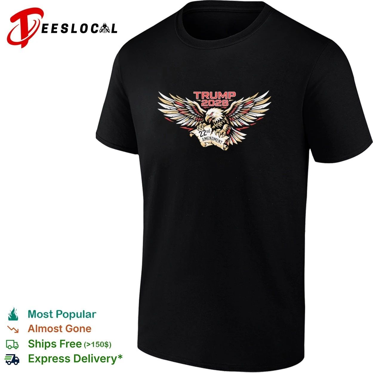 Trump 2028 22nd Amendment Eagle US Constitution T-shirt