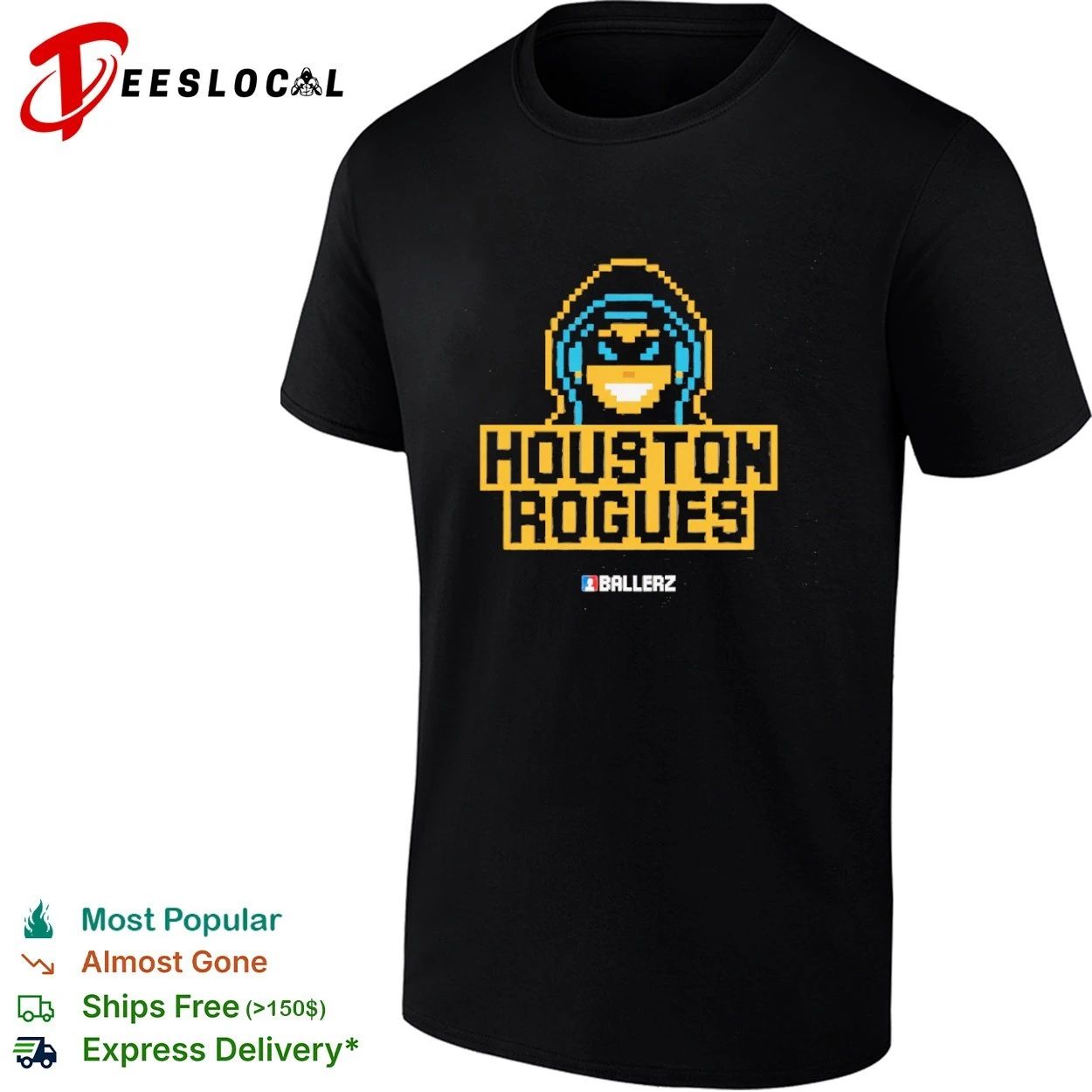 Houston Rogues Ballerz Pixel Art Gaming T-shirt