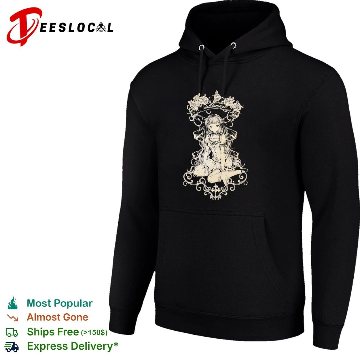 Dolldamage Gothic Lolita Doll with Roses T-shirt