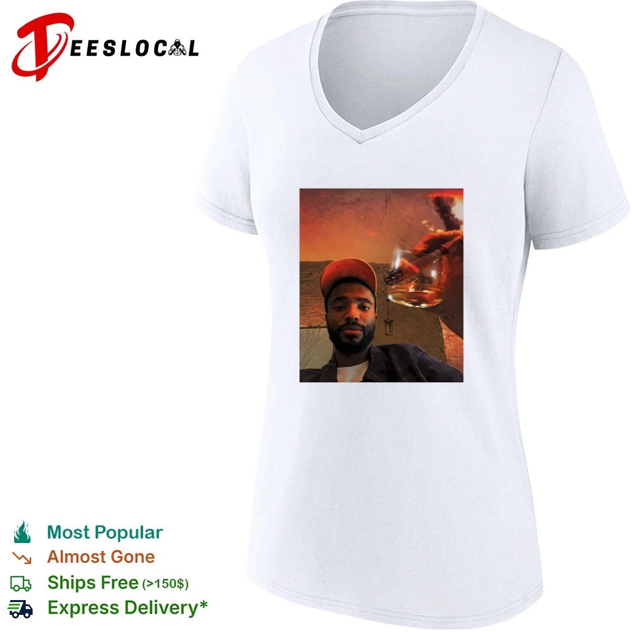 Mikal Bridges Phoenix Suns Cigar and Whiskey Glass T-shirt