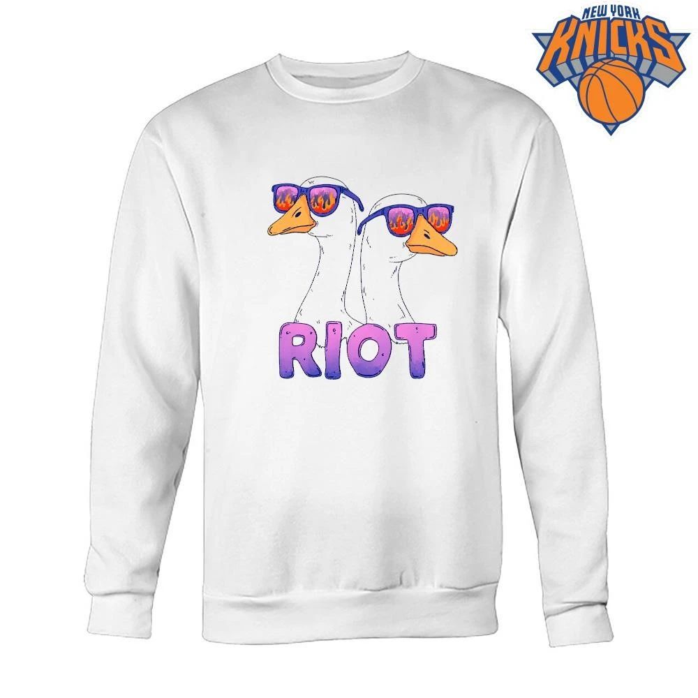 Riot Flaming Sunglasses Cool Geese Retro Cartoon Aesthetic shirt