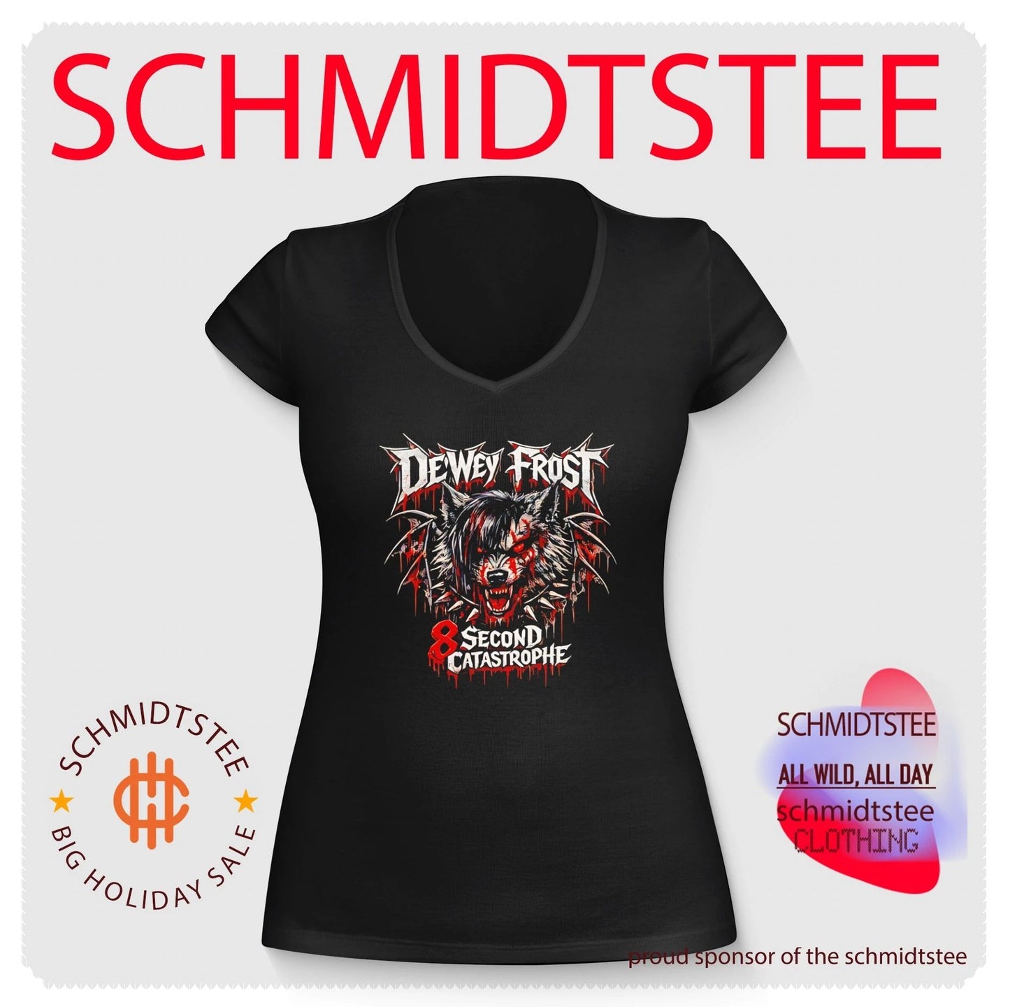 Dewey Frost 8 second catastrophe werewolf illustration shirt