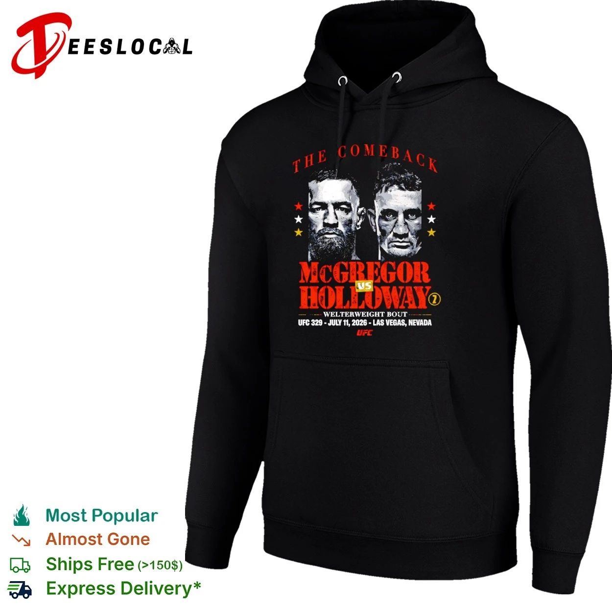 The Comeback McGregor vs Holloway Welterweight Bout UFC 329 July 11 2026 Las Vegas Nevada T-shirt