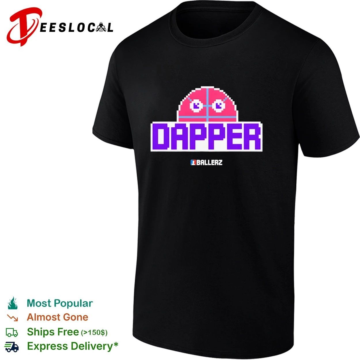Dapper Ballerz pixel art gaming basketball T-shirt
